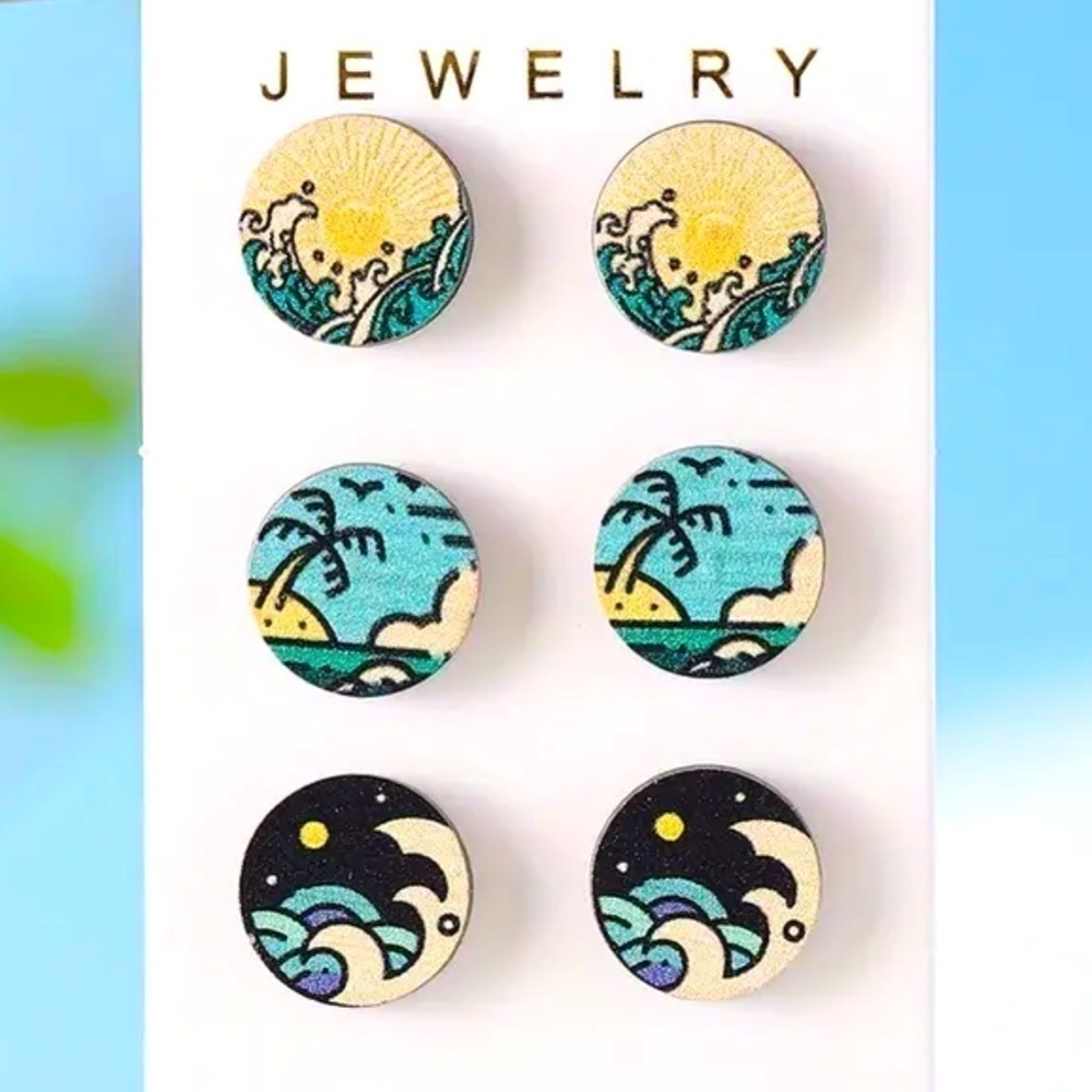 Beach Vibes Wooden Studs